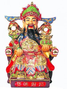财神属神佛级,应向寺庙请供拜。