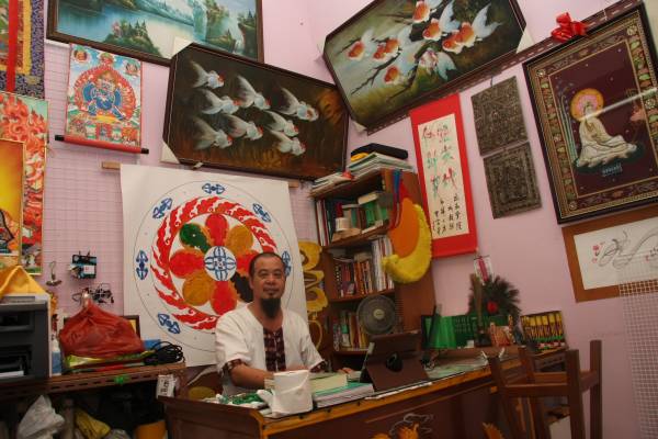 林上师作画题材非常广泛,佛教故事、人物肖像、翠竹、山水、禽兽,都是他绘画的内容。