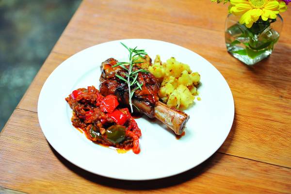 Glazed Lamb Shank W. RataTouille+Rosemary's Taters