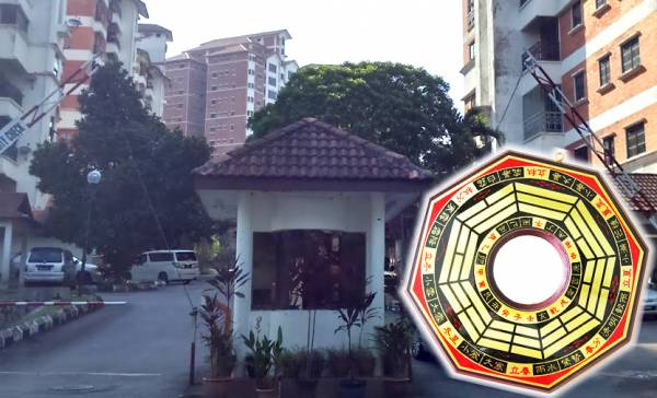 居住单位刚好对正保安亭,容易犯上“门庭煞”,挂八卦镜可挡煞驱阴。