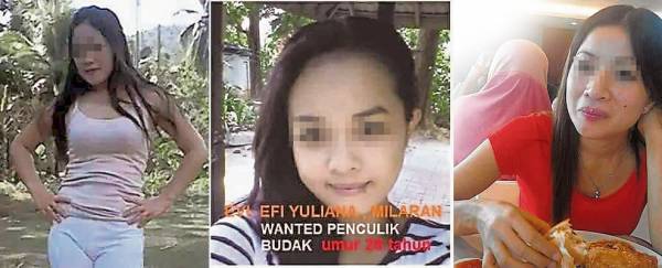 林亚财怀疑印尼情人Linda(右一)与其同乡 Evi(左一)及Ena(左二)同谋拐走儿子锦明。