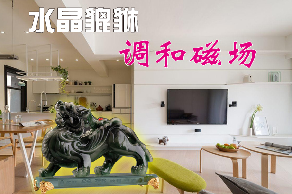 屋子中难免会有阳光照射不到的暗角,这可会带来暗煞,摆放一个水晶貔貅,有助驱走邪气。
