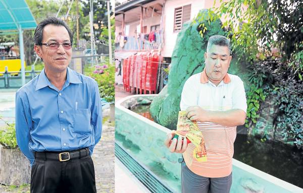 消灾大伯公:蔡秉杜(左)和林添发都获得福德正神大伯公的保佑,不但生意蒸蒸日上,甚至还逃过灾难。