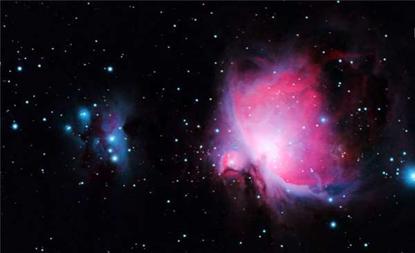 Tim Doucette只用望远镜，就能看到在猎户座星云周遭发出的淡紫色光芒。