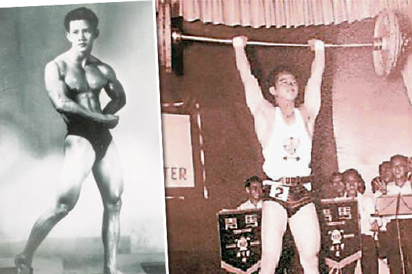 伍潮胜于1963年至1973年期间，连续10年都是我国举重锦标赛60公斤级别的金牌得主，图为伍潮胜年轻时比赛的英姿。