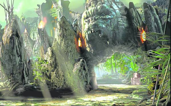金刚电影名为《骷髅岛》，把山水洞用特效改成诡异神秘之处。