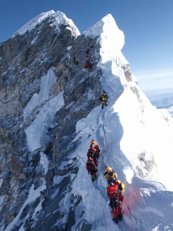 攻上珠峰顶不是最难的事，反而下山的难度更高，有70%的人是在下山时发生事故。