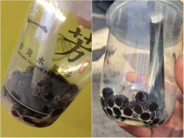 每次喝珍奶杯底都会剩一堆珍珠，让日本网友好困扰。（图／翻摄自推特）