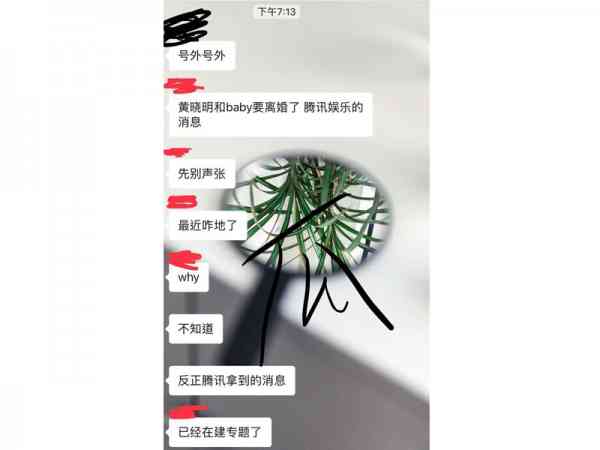 社交平台上流传一张黄晓明和Angelababy分手的消息。 