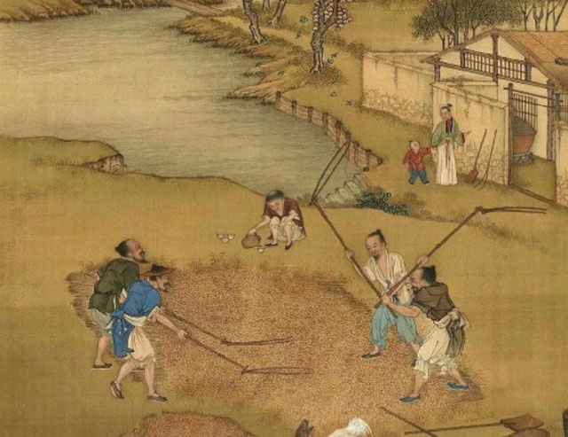 在古代,平民百姓终日面朝黄土背朝天,天天都在劳动,并无庆贺。