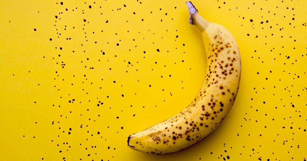 ripe banana with brown spots