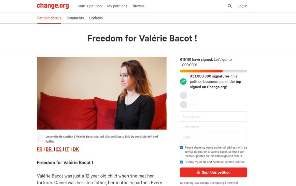 逾61万人在网络联署，希望法庭不要判处法国女子巴科特入狱。