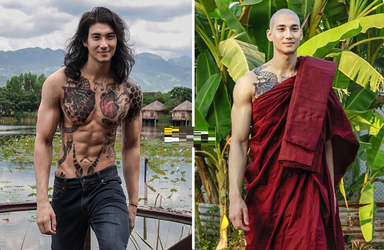 缅甸知名男模Paing Takhon有着“地表最帅和尚”称号。