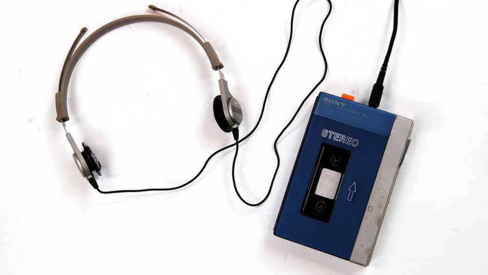The original 1979 Sony Walkman, a little worse for wear.