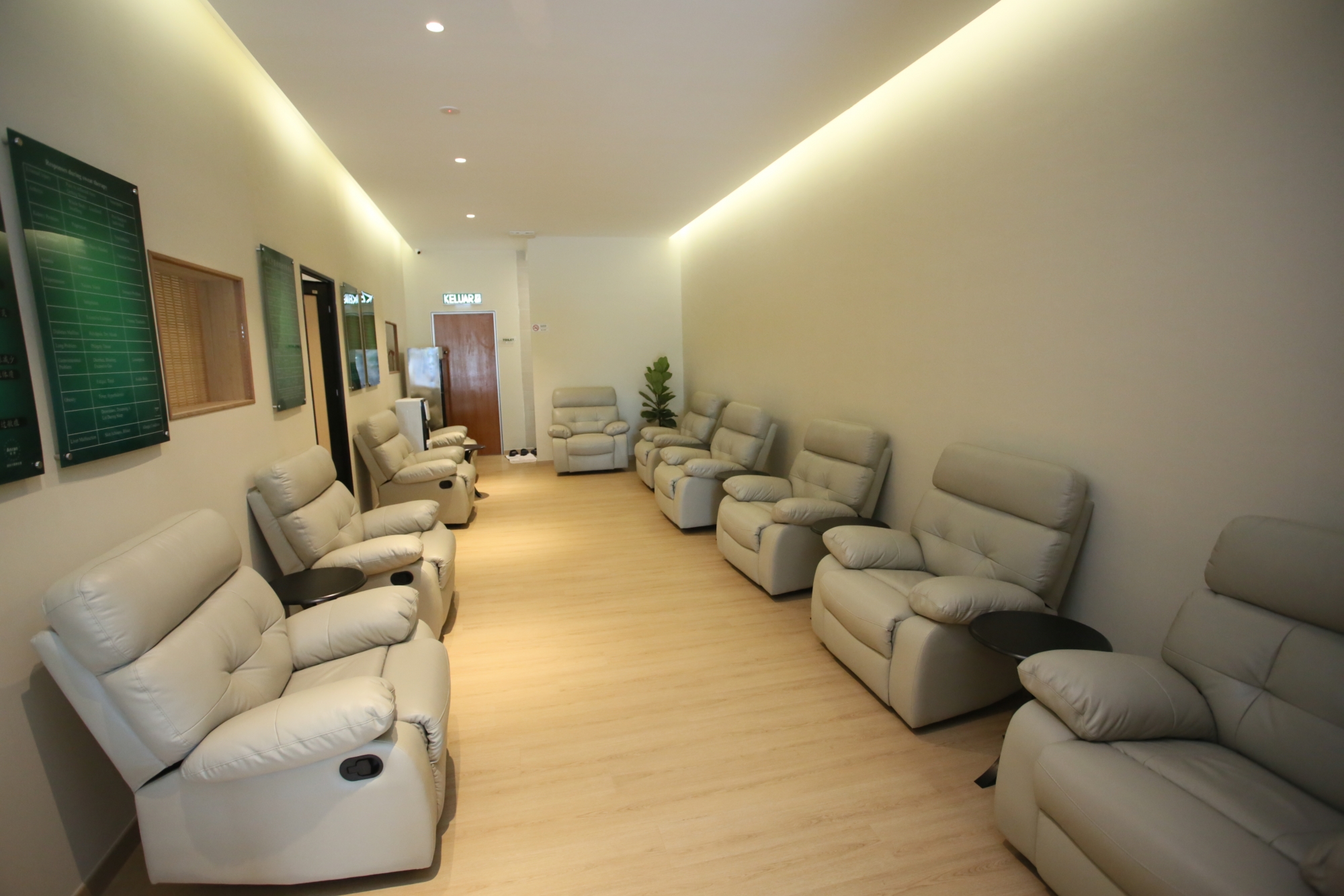 舒适的休息室，让顾客在汗蒸疗程结束后可以舒缓一下。