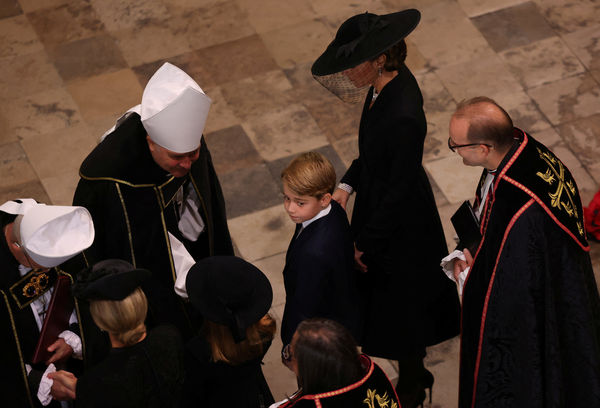 Prince George and and Catherine, the Princess of Waless attend the Funeral of HM Queen Elizabeth II at Westminster Abbey London. September 19, 2022. Ian Vogler/Pool via REUTERS