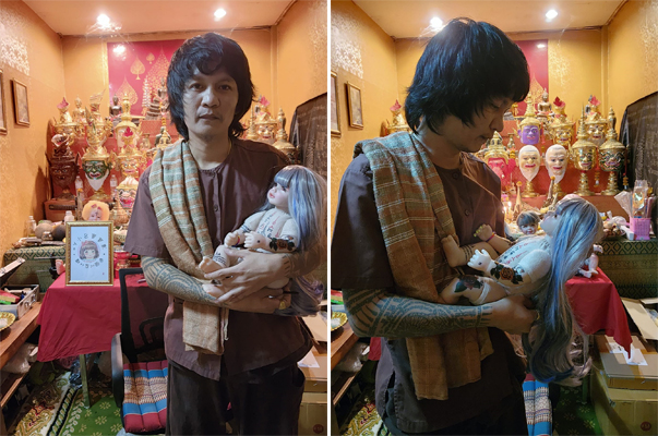 阿赞碰抱着天童,当孩子来养。得空时,阿赞碰就会和天童聊天谈心。