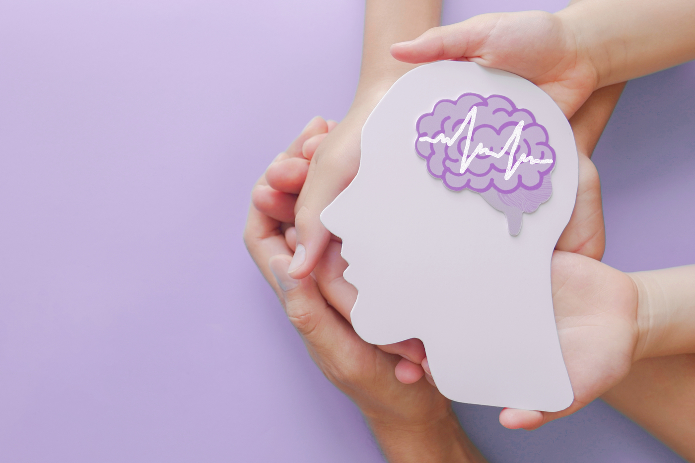 Adult,And,Child,Hands,Holding,Encephalography,Brain,Paper,Cutout,autism,,Stroke,