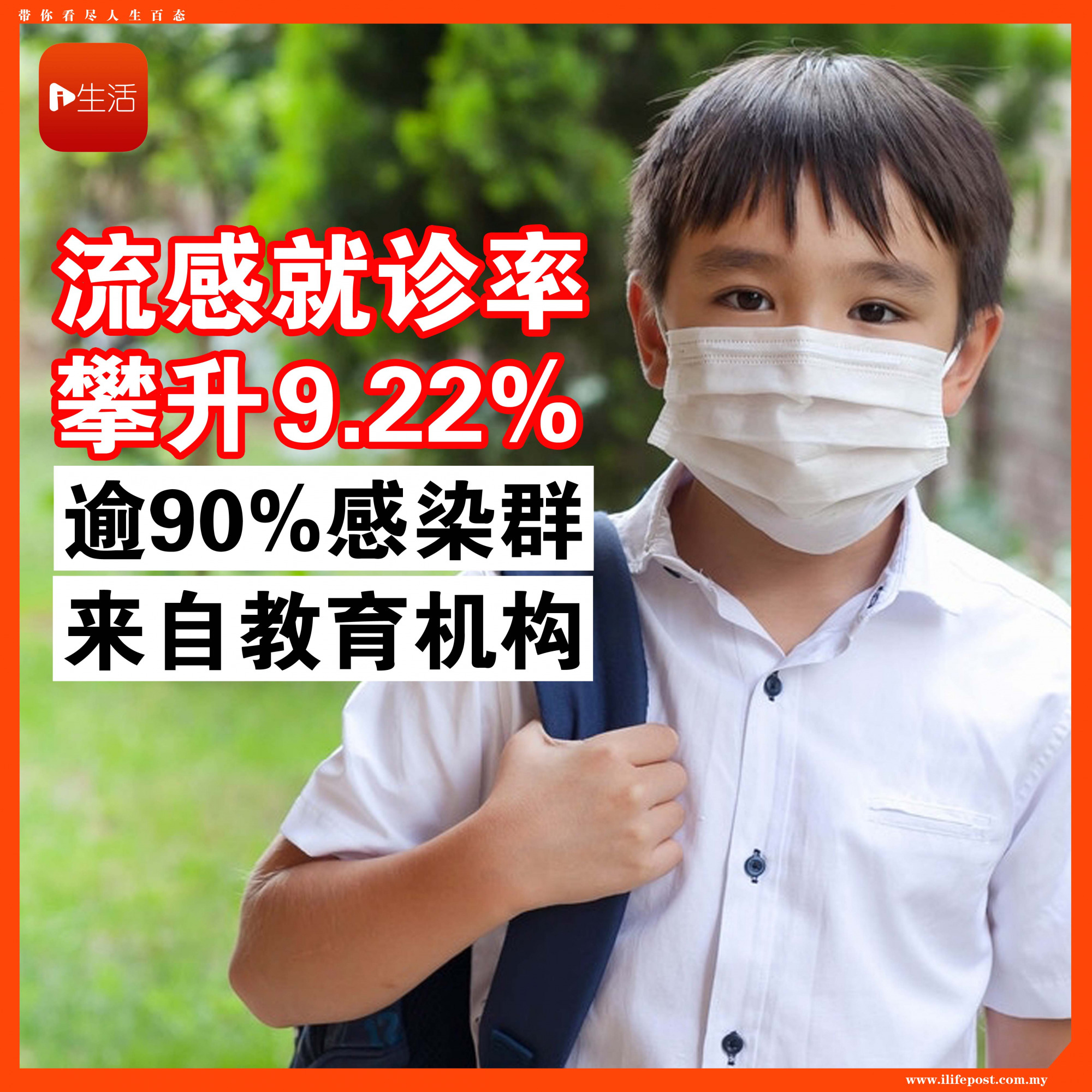 流感就诊率攀升至9.22% 逾90%感染群来自教育机构