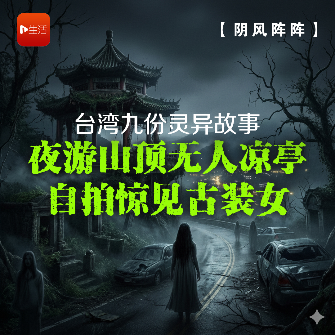 【阴风阵阵】台湾九份灵异故事  夜游山顶无人凉亭 自拍惊见古装女
