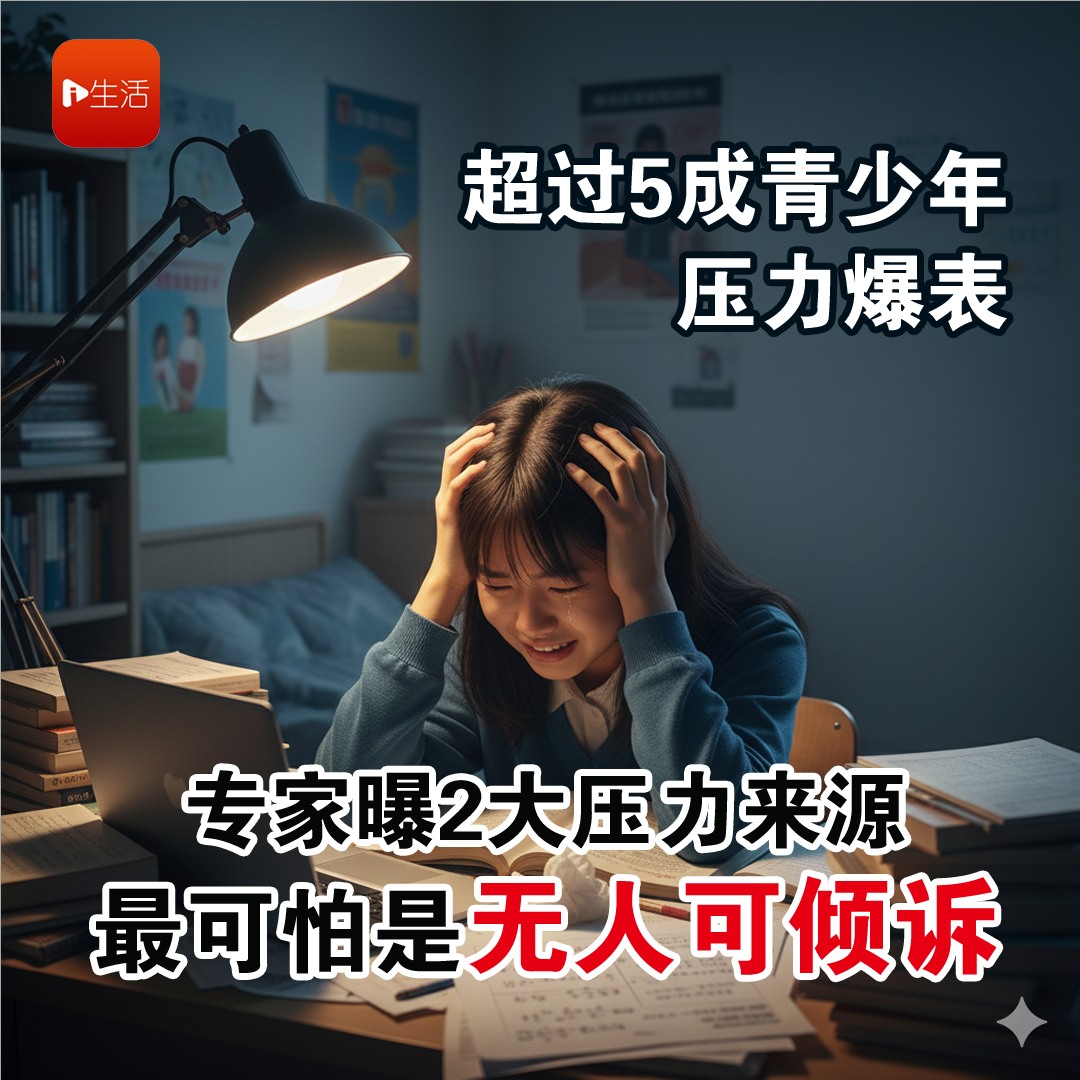 超过5成青少年压力爆表 专家曝2大压力来源 最可怕是无人可倾诉