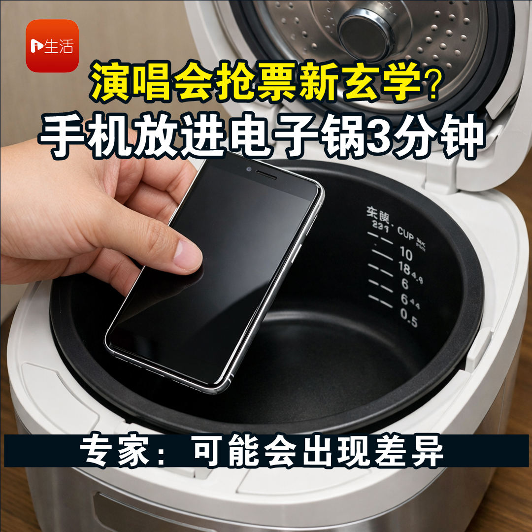 演唱会抢票新玄学？ 手机放进电子锅3分钟 专家：可能会出现差异