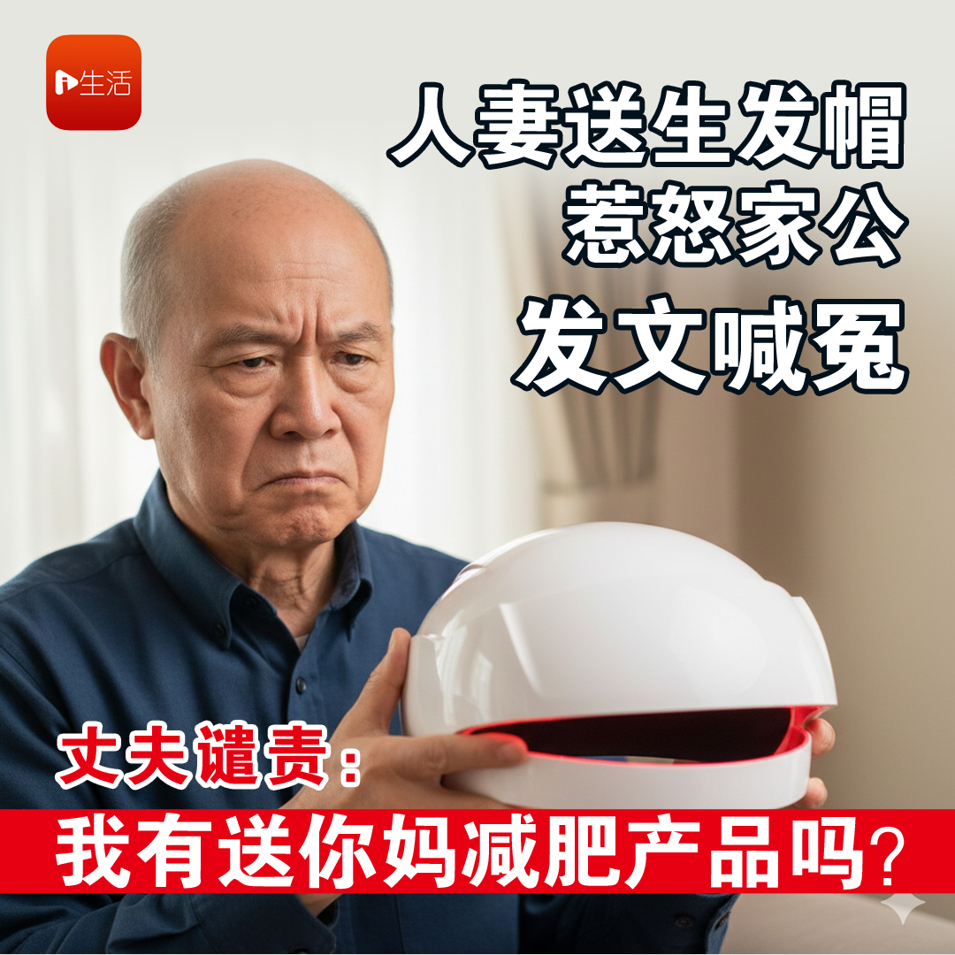 人妻送生发帽惹怒家公  发文喊冤  丈夫谴责：我有送你妈减肥产品吗？